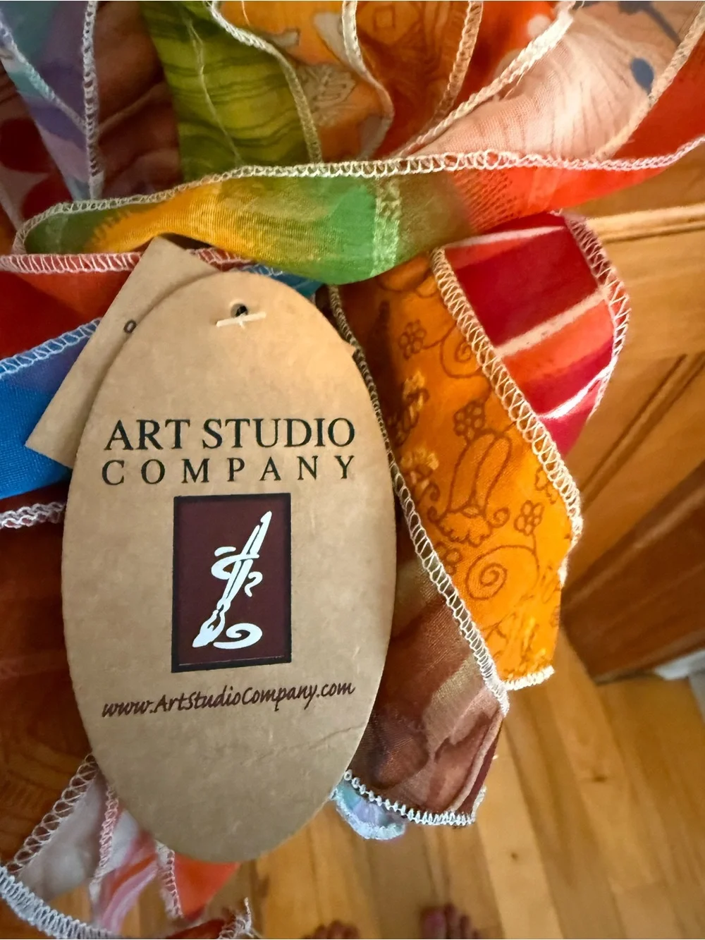 Art Studio Company Bohemian Patchwork Multi-Color Scarf Silk Cotton Rayon
